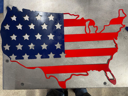 CNC Plasma Cut USA Flag Map