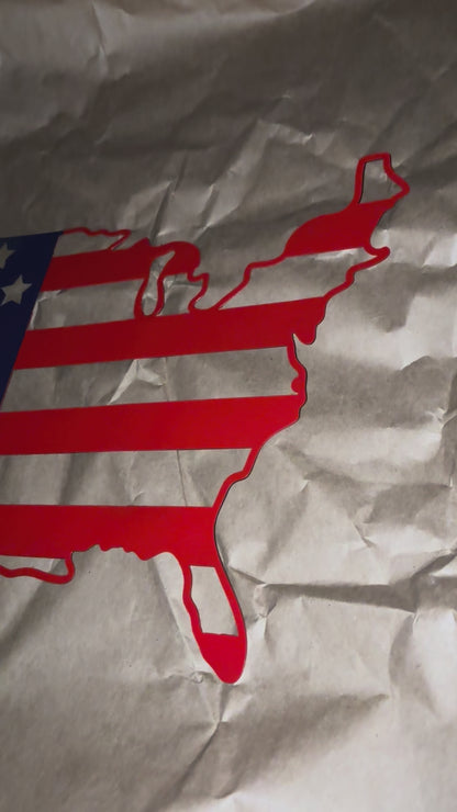 CNC Plasma Cut USA Flag Map